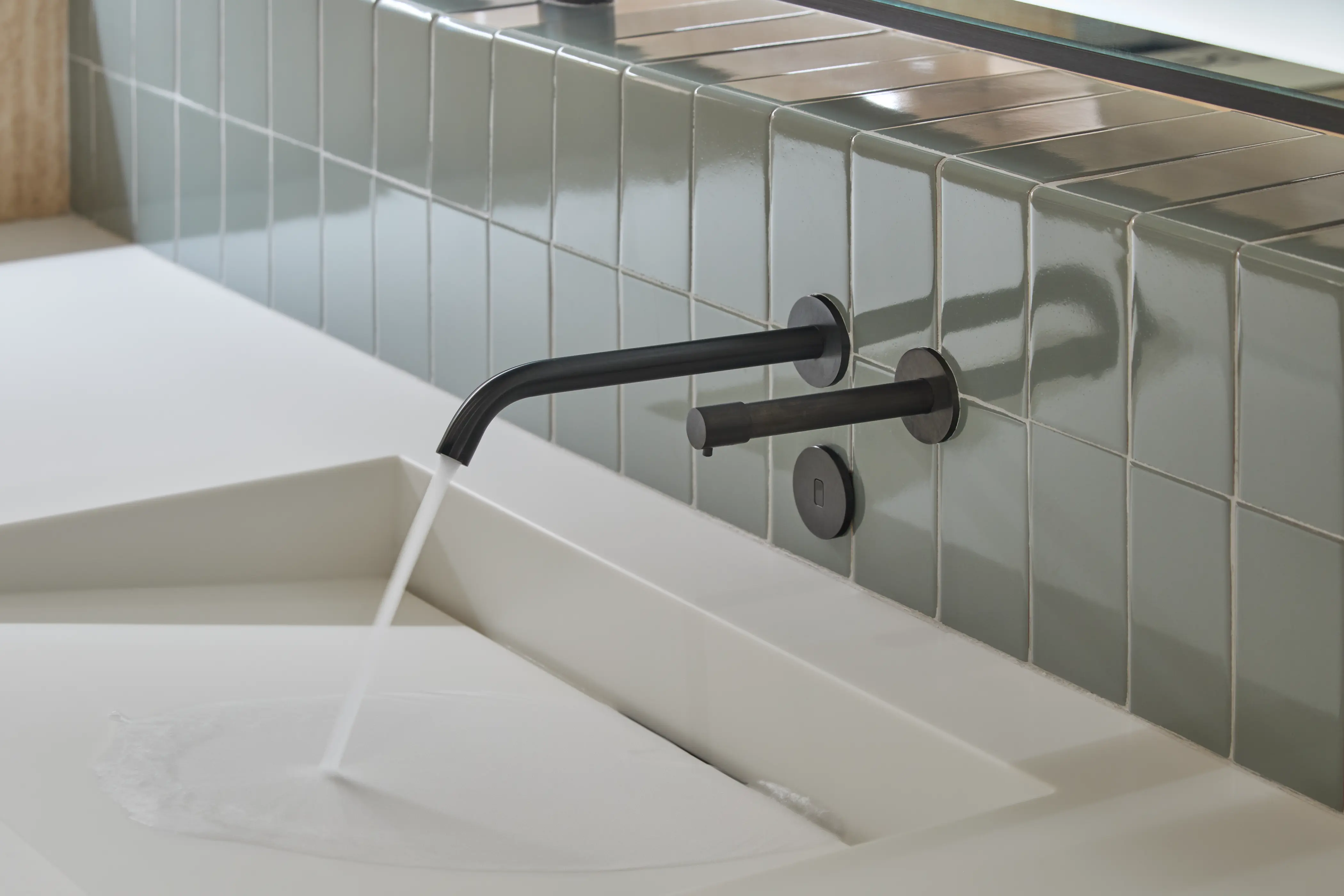 Commercial faucet and soap dispenser detail